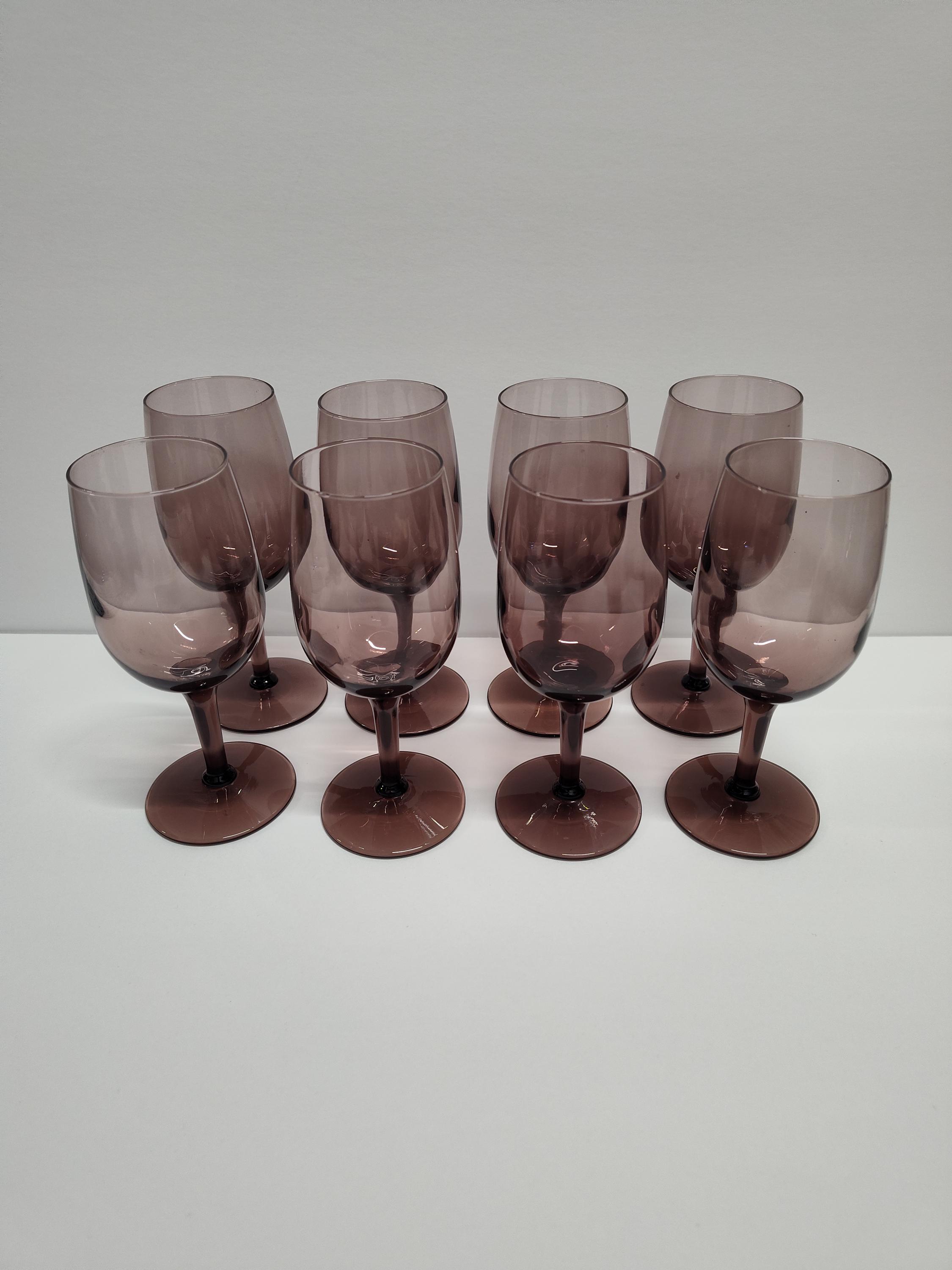 2 or 4pc Set of Vintage Majestic Plum Amethyst Purple 6" Wine Glasses Stemware