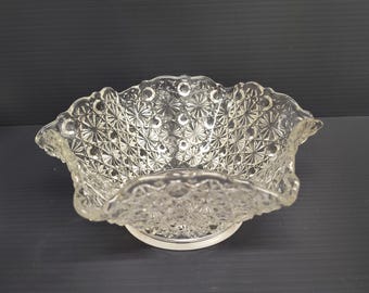 Vintage Daisy and Button Pressed Glass Lamp Shade Hurricane Glass