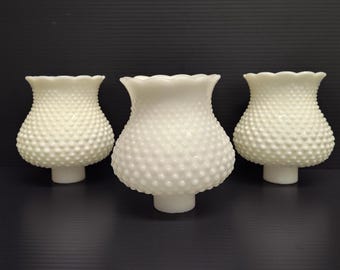 Choice of Vintage Hobnail Milk Glass Hurricane Lamp Shade Sold Individually