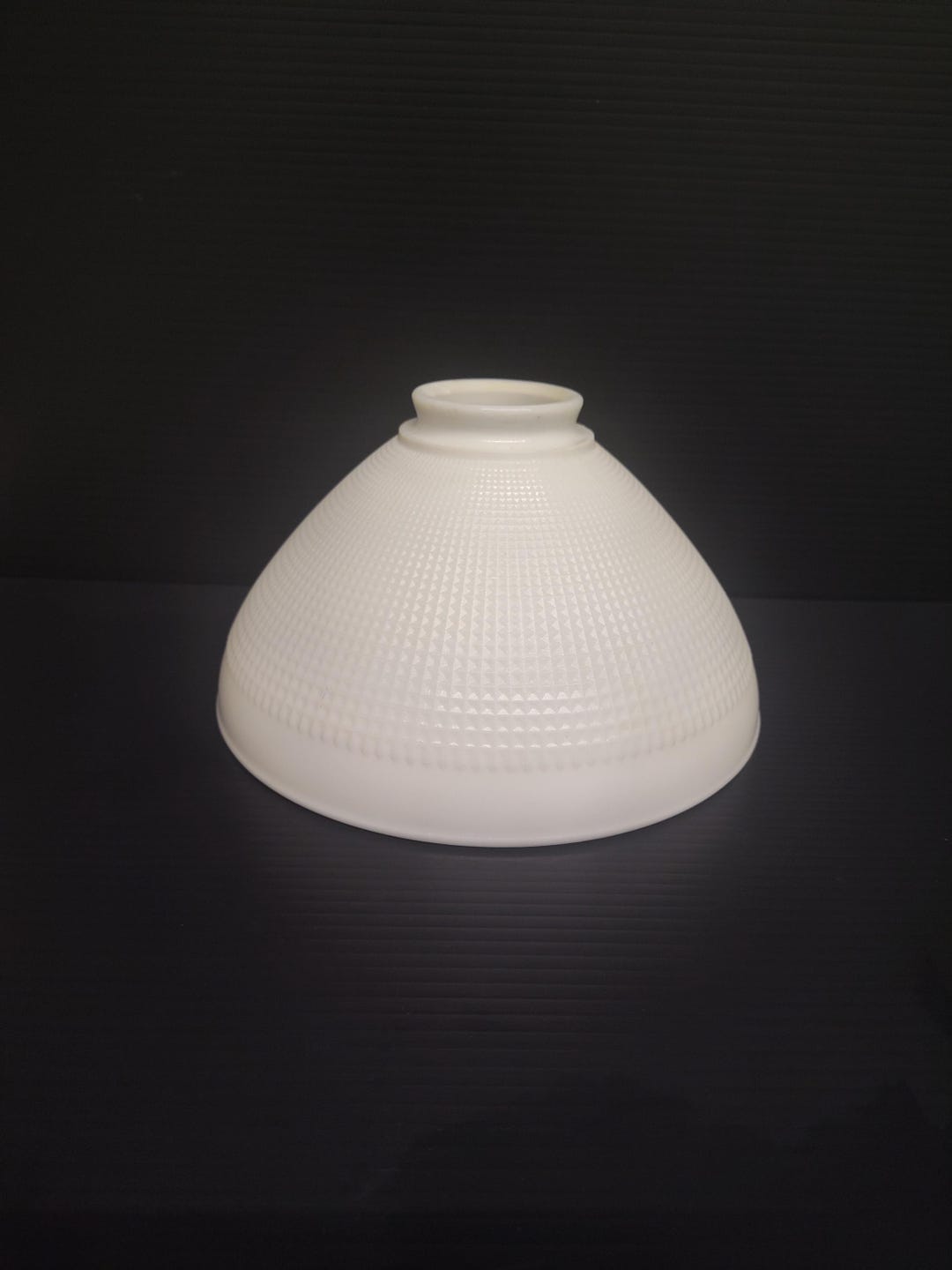 Glass Torchiere Diffuser Vintage Corning Torchiere Light Shade Waffle Pattern Milk Glass ...