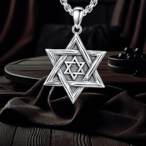 Star of David Necklace 925 Sterling Silver Jewish Star Pendant Necklace For Men Women