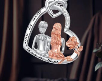 Sister Heart Necklace 925 Sterling Silver Sisters Family Jewelry For Women