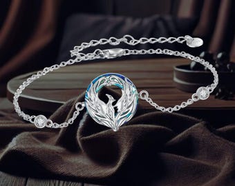 Bracciale in cristallo a forma di uccello fenice, gioielli in argento sterling 925 con uccelli per donna