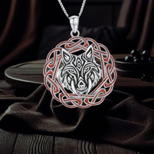 Celtic Wolf Necklace 925 Sterling Silver Celtic Knot Viking Wolf Pendant Necklace For Men Women