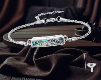 Urn Bracelet for Ashes for Women 925 Sterling Silver Cremation Jewelry Abalone Shell Memorial Keepsa