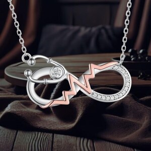 Nurse Stethoscope Necklace for Women 925 Sterling Silver Infinity Shaped Doctor Nurse Necklace