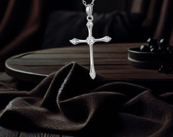 Jesus Cross Necklace 925 Sterling Silver Christian Jewelry for Women