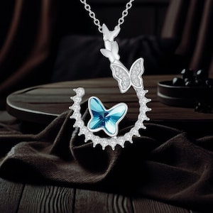 Butterfly Necklace 925 Sterling Silver Cubic Zirconia Crystal Butterfly Jewelry For Women