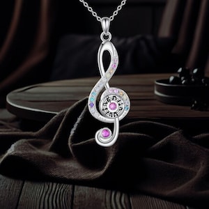 Music Note Necklace 925 Sterling Silver Necklace Treble Clef Music Lover Jewelry for Women