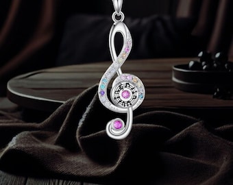 Music Note Necklace 925 Sterling Silver Necklace Treble Clef Music Lover Jewelry for Women