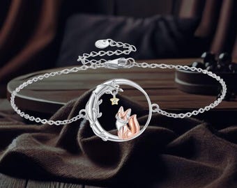 Cute Fox Chain Bracelet 925 Sterling Silver Cute Fox Bracelet For Women Animal Jewelry Gifts For Women