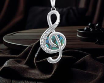 Music Note Necklace 925 Sterling Silver Necklace Music Lover Necklace Treble Clef Jewelry Gifts for Women