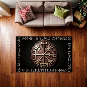 Vegvisir Compass Rug, Norse Mythology Rug, Viking Compass Rug, Viking Decor, Scandinavian Decor, Nordic Compass Rug, Viking Rug