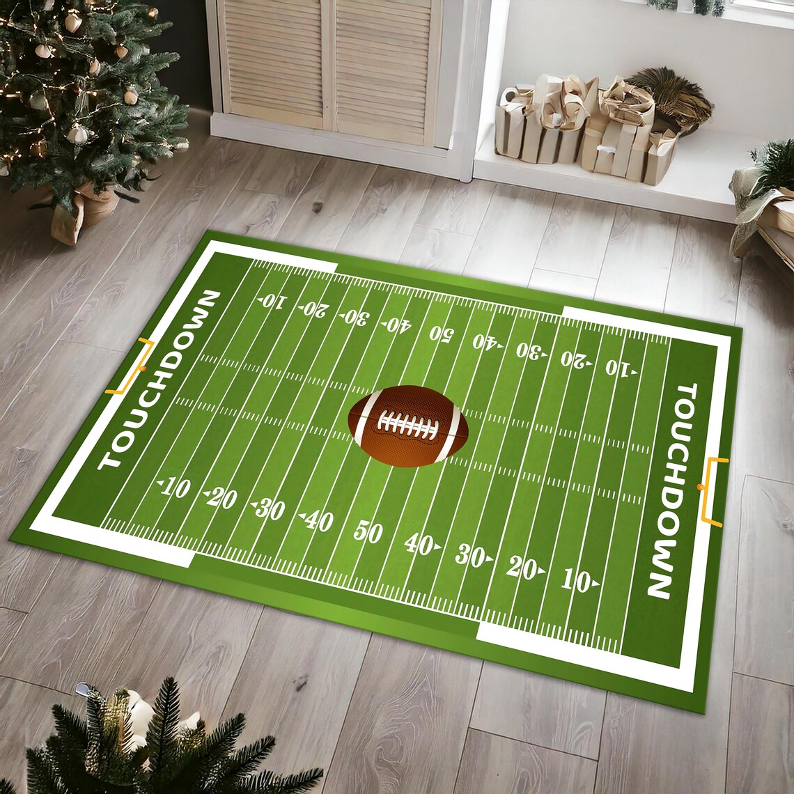 Cu Football Rug American Football Rug, Soccer Field Rug, Custom Team Logo Rug, Washable ...