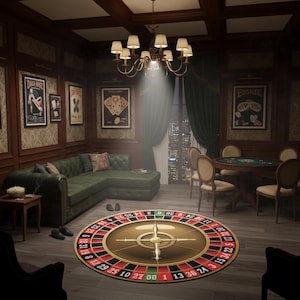 Roulette Wheel Rug, Casino Rug, Gambling Decor, Roulette Playroom Carpet, Gaming Room Rug, Roulette Rug, Roulette Game Rug, Casino Rug