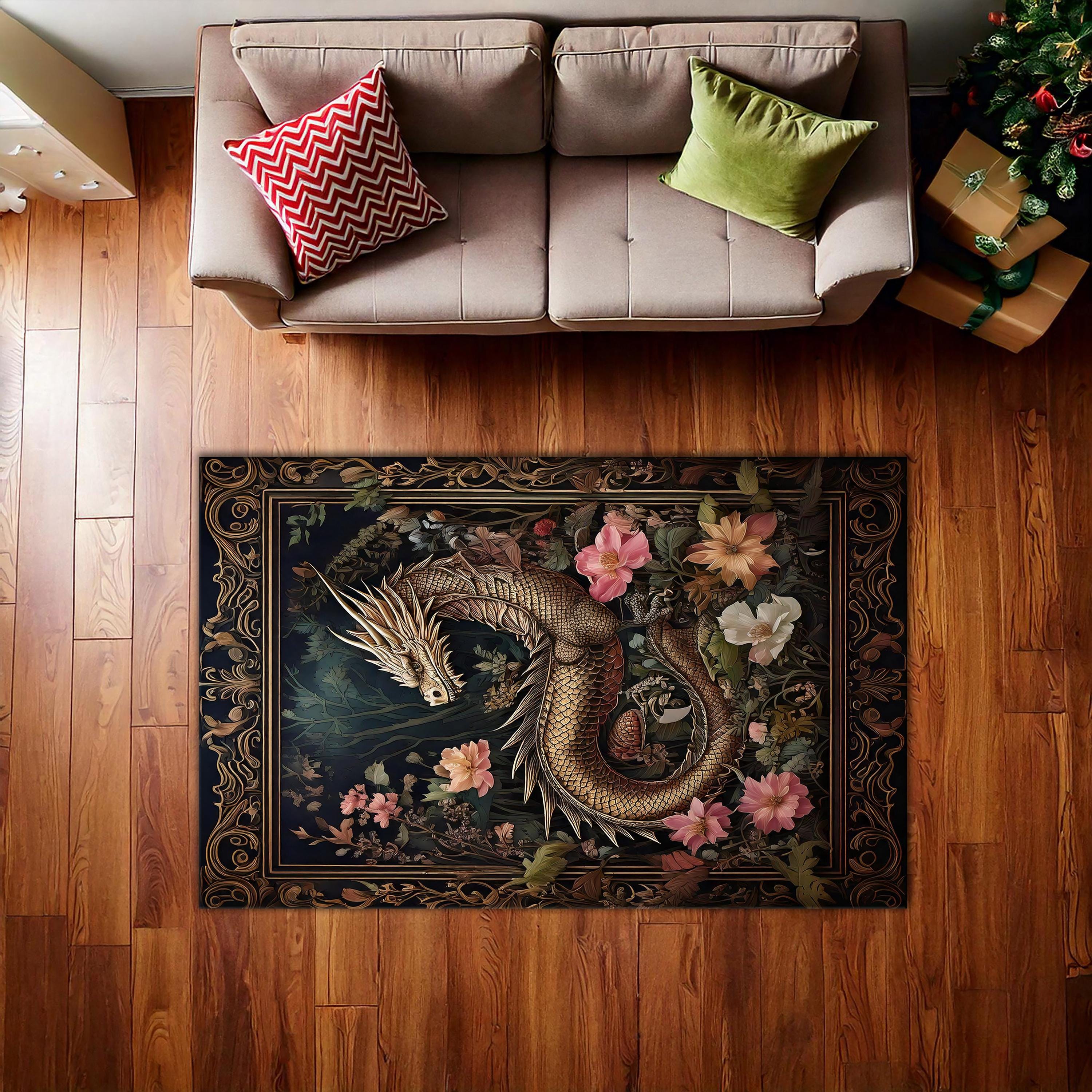 Fantasy Rug Collection Fantasy Inspired Dragon Rug, Dark Academia Decor, Gothic Decor, Magical ...