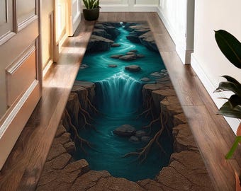 Tappeto da corridoio con effetto illusione ottica a cascata 3D, tappeto per corridoio