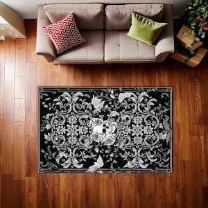 Skull Rug For Goth Room, Skull Area Rug, Occult Decor, Gothic Skull Rug, Witch Rug, Halloween Decor Rug, Black Skull rug,