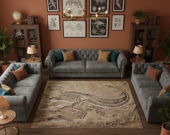 Dinosaur rug, Fossil rug, Dinosaur Fossil Rug, Customizable Children's Rug, Dino Rug, Rug For Child, T-Rex Rug, Fun Area Rug, Hypebeast Rug