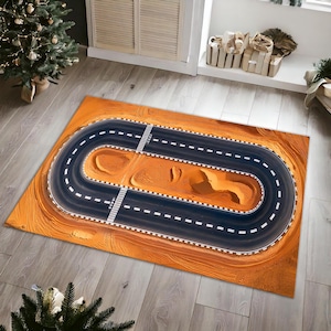 Racetrack Rug, Start Finish Rug, Traffic Rug, 3D Race Track, Car Play Mat, Kids Room Mat, Road Rug, Track Rug, Kids Room Rug,