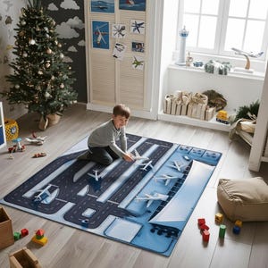 Alfombra de juego de pasarela, alfombra decorativa de aeropuerto, alfombra de avión, alfombra de delantal, alfombra para habitación infantil, decoración de habitación de niños, tapete de juego, regalo de cumpleaños, alfombra popular,
