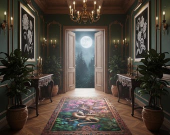 Fantasy Inspired Dragon Rug, Dark Academia Decor, Fairycore Decor, Magical Dragon Rug, Aesthetic Rug For Game Room