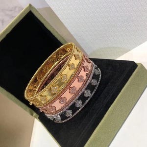 Gold Flower Bangle,Available in three different colors