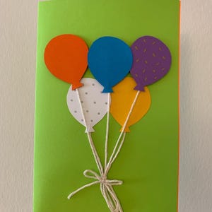 Ballons et gâteau - carte faite main