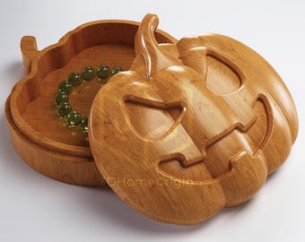 CNC Box - Halloween 3D Pumpkin Shaped Box  | CNC files for wood router (stl, dxf, svg, eps, ai, pdf) and 3D Printer File (stl).