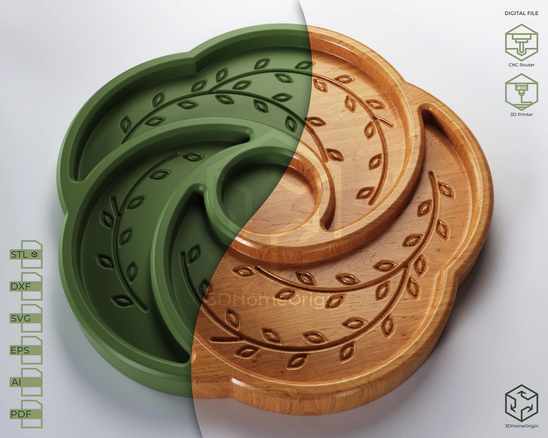 3D STL - Decorative & Functional Tray Model U1 - CNC Files for Wood ...