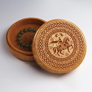 CNC Box - Wikinger Nordischer Mythos V-geschnitzte Schmuckschatulle | CNC-Dateien für die Holzfräsmaschine (stl, dxf, svg, eps, ai, pdf) und 3D-Druckerdatei (stl).