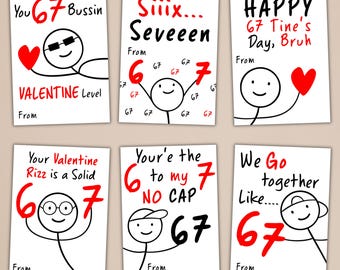 67 Slang Valentine Cards for Kids, Funny Printable Classroom Valentine, (Digital Download)
