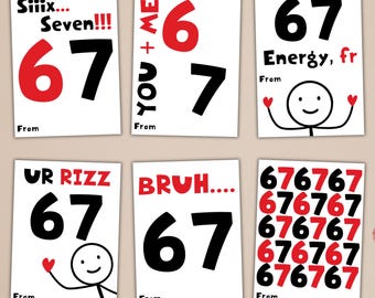 67 Valentine's Day Cards for Kids & Tweens: Printable 6-7 Class Gift Tag (Digital Download)
