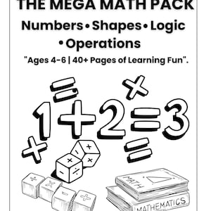 All-in-One Preschool Math Workbook | 120+Kindergarten Activity Pages PDF | Numbers 1-20, Addition,Subtraction & Shapes|Mega Learning Bundle.