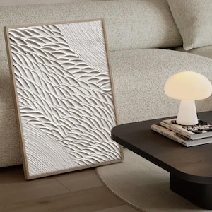 3D White Textured Wall Art White Textured Painting White Abstract Wall Art White 3D acrylic Minimalist  Heavy Textured Wall Art