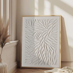 Arte de parede texturizada em 3D branco: pintura abstrata em acrílico pesado para decoração de sala de estar