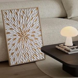 Abstract Gold and White Canvas Art - Textured Modern Wall Decor for Living Room, Luxury Gold Painting, Original Abstract Artwork