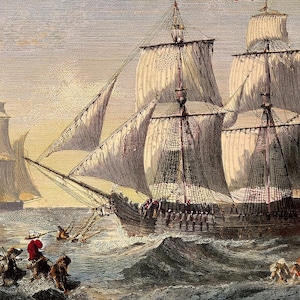 Historic Sailing Ship Digital Art – Vintage Nautical Ocean Print