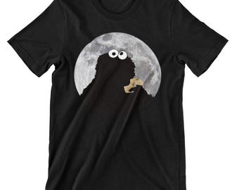 Funny Cookie Monster Moon Shirt | Retro Snack Humor T-Shirt | Funny Cookie Lover Tee #G2