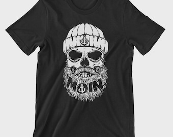 Moin Men's Skull Anchor Beard North Coast T-Shirt #B8