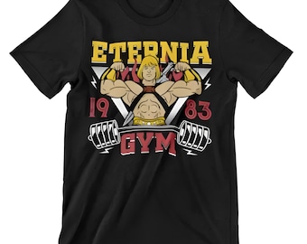 T-shirt Eternia Gym stylé de 1983, T-shirt imprimé vintage années 80, tenue Master of Fitness Universe F18