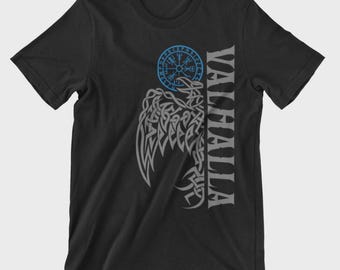 Raven Valhalla Vegvisir viking Raven Runes Viking Walhalla Vikings T-Shirt #A10