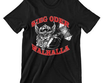 Camiseta elegante de Victory Order, camiseta de algodón vikingo Valhalla de manga corta, traje Odin Viking Thor Valkyrie A1