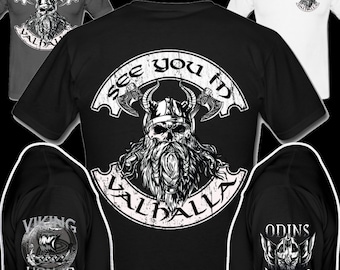 Viking T-Shirt for Men – See You In Valhalla Odin Design – Gift for Viking Fans #A11