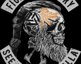 Fight for glory see us in Valhalla Viking T-Shirt Vikings Nordmann XS-8XL #F2
