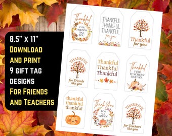 Thanksgiving Gift Tag | Teacher Tag | Friends Tag | Thankful for you | Friendsgiving Gift Label | Instant Download | Fall Colors | Thank You