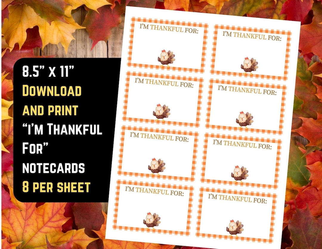 I'm Thankful for Notecards | Printable Thanksgiving Notecards ...