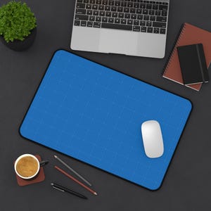 Blueprint Grid Desk Mat | 3 Sizes White Lines Minimalist Mouse Pad, Aesthetic Desk Pad for Office, Computer Desk Mat image 8