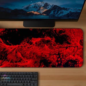 Blood Red Veins Desk Mat | Abstract XL Minimalist High Quality Gaming Gift Computer Mouse Pad, Office Decor, Desk Accessories