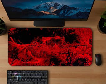 Blutrote Adern Schreibtischmatte | Abstrakt XL Minimalistisches hochwertiges Gaming Geschenk Computer Maus Pad, Bürodeko, Schreibtisch Zubehör